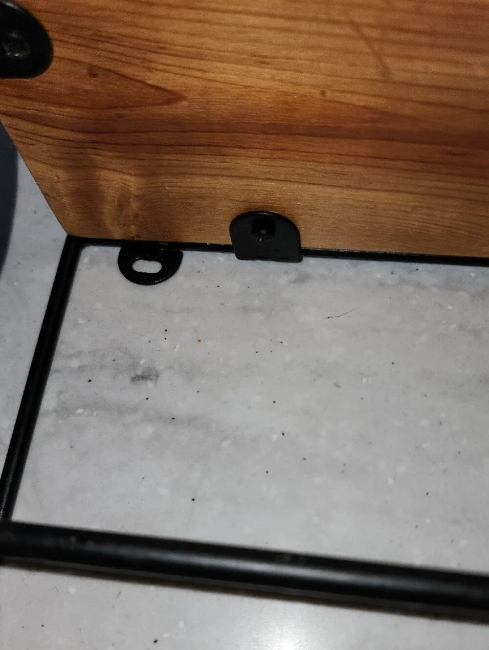 Stanley Black Metal and Natural Wood Wall Display Shelf